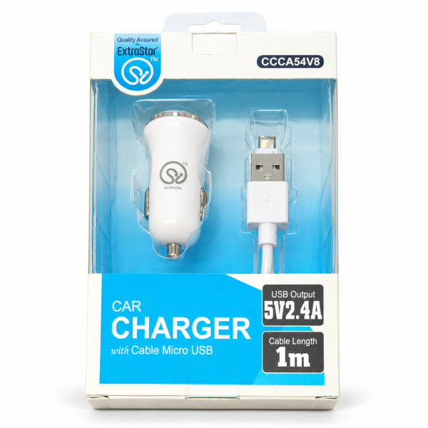 Cargador ExtraStar 2,4 A con cable micro USB embalaje