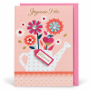 Frontal de tarjeta para mamá con regadera de lunares, flores y adornos brillantes | Shumy Frontal de tarjeta para mamá con regadera de lunares, flores y adornos brillantes