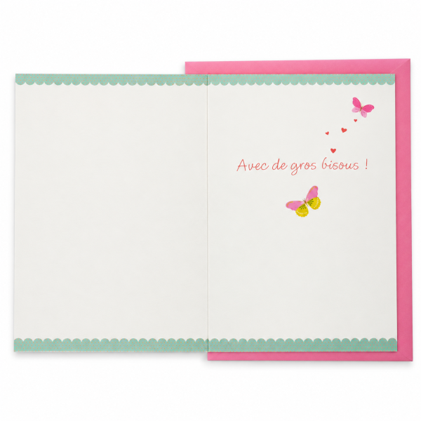 Interior de tarjeta para abuela con mensaje en francés Avec de gros bisous y mariposas | Shumy Interior de tarjeta para abuela con mensaje en francés Avec de gros bisous y mariposas