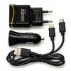 Cargadores ExtraStar negros de pared y coche con cable Lightning y micro USB