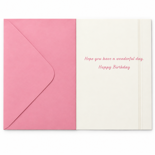 Mensaje interior Hope you have a wonderful day con sobre rosa