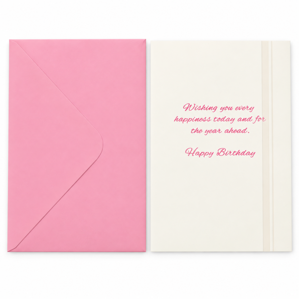 Mensaje interior Wishing you every happiness con sobre rosa Mensaje interior Wishing you every happiness con sobre rosa