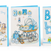 Tres tarjetas de felicitación por nacimiento: Special Boy, cochecito y Baby Boy